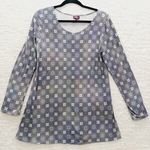 T-Shirt Women Pink Lime Geometric Tunic Boho Indie Soft Goth Festivalcore Size M